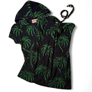 🌴 Juicy Couture terrycloth set navy and green palm tree print size small